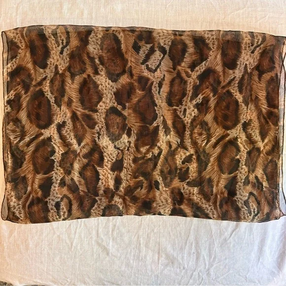 Leopard Print Sheer Scarf 52x20 – Lightweight Animal Print Wrap Accessory - Picture 4 of 5